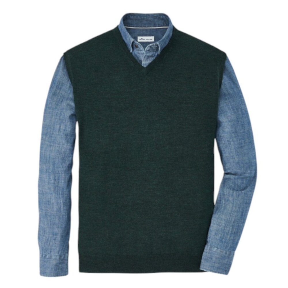 Peter Millar Me's Balsam Autumn Crest V-Neck Sweater Vest Merino Wool Large NWT
